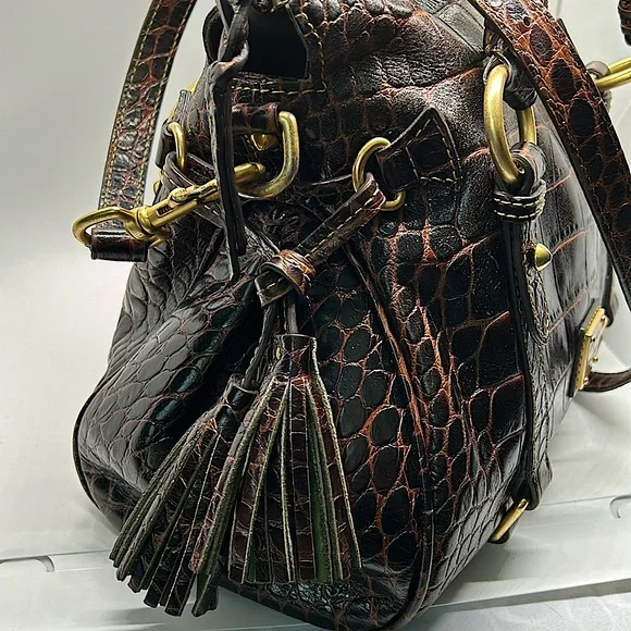 Dooney & Bourke Dark Brown Crocodile Print Leather Satchel Purse Bag 🌸🌸 - Picture 7 of 10